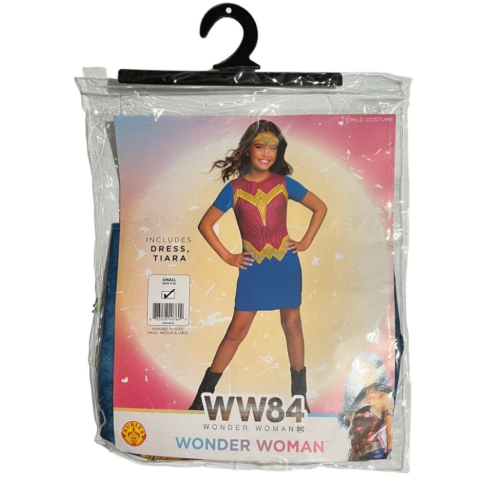 WW84 Wonder Woman Costume Size S 4-6 Blue Red Gold Dress And Tiara Rubies New